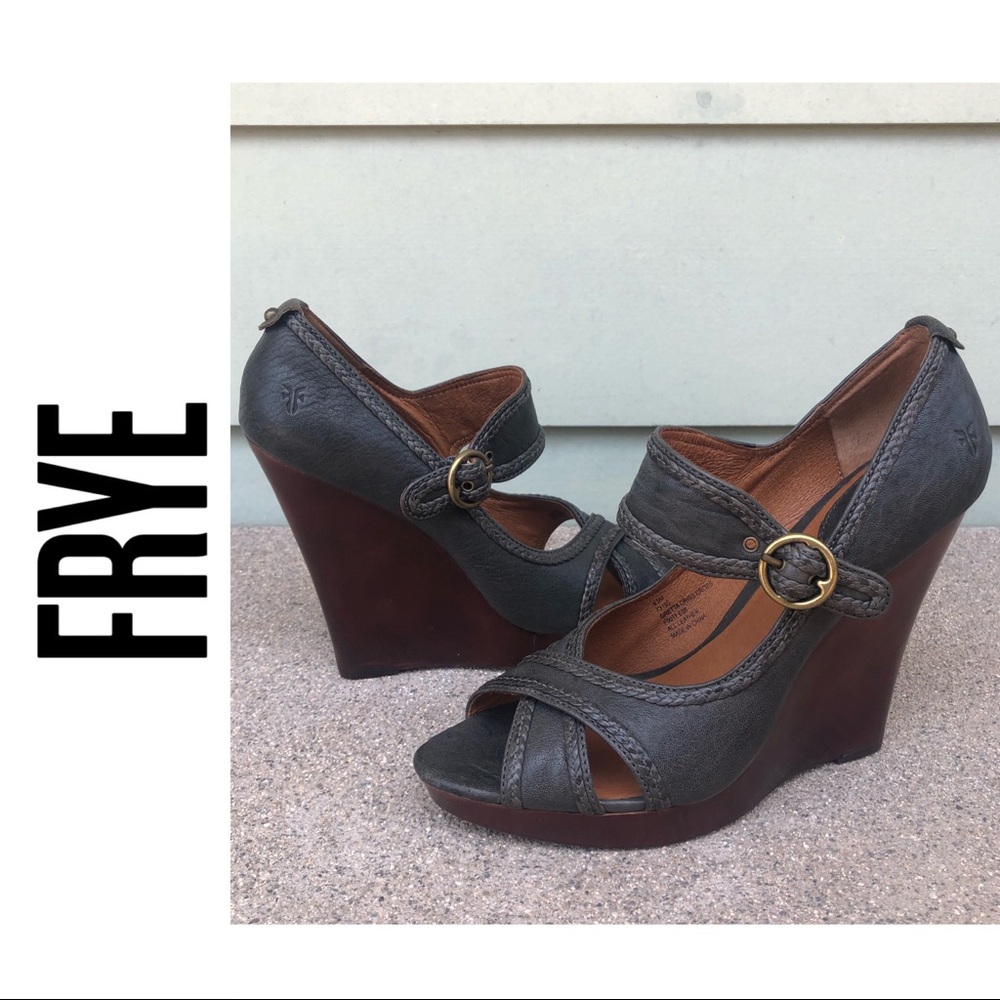 FRYE~GRETTA Platform Wedge Mary Jane Sandals~9/9.5